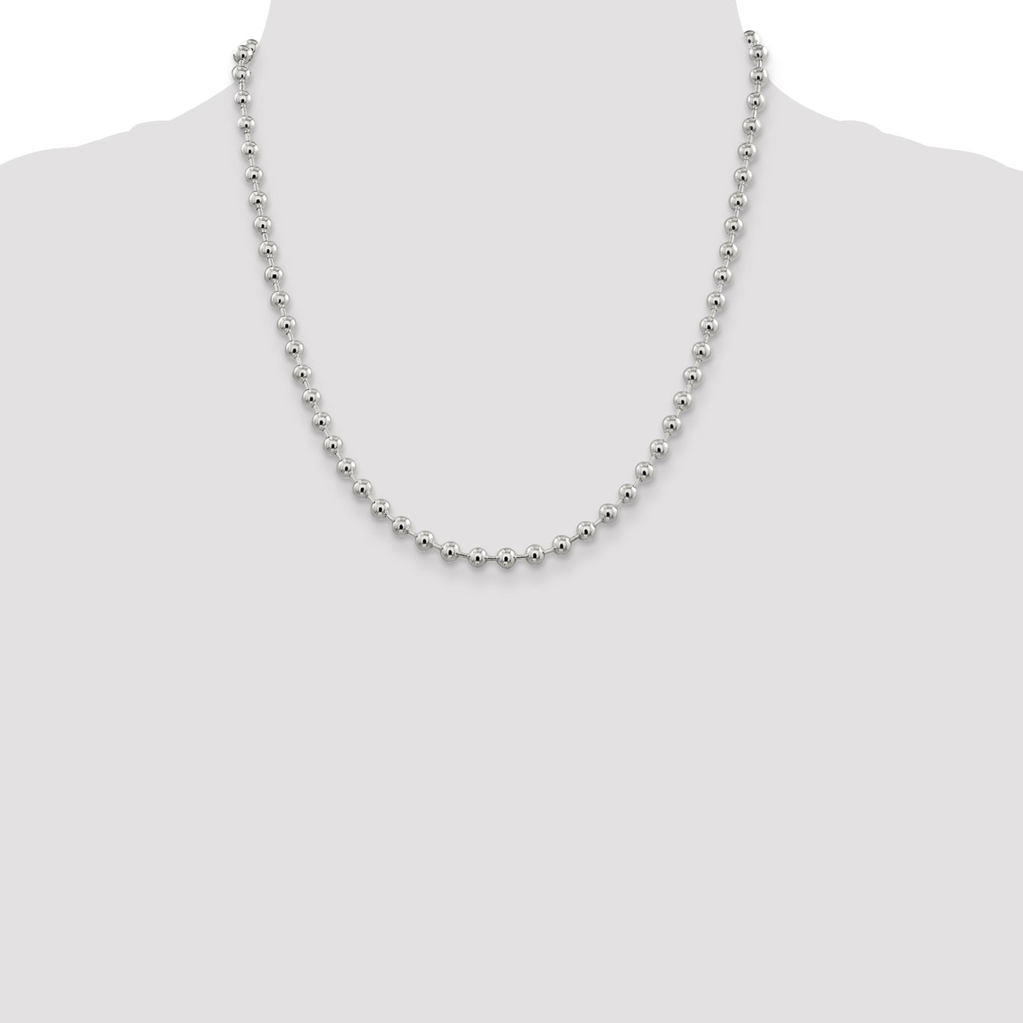 20 Inch Sterling Silver 5mm Beaded Chain