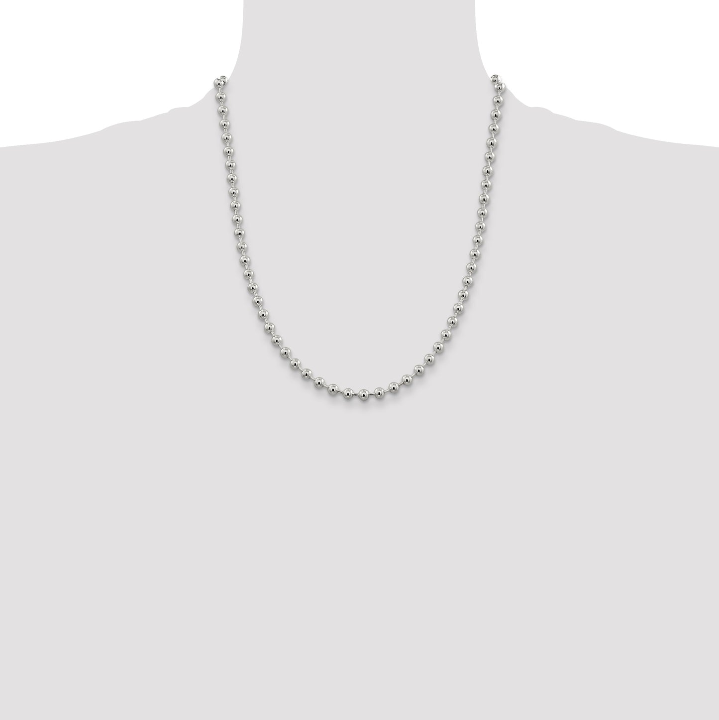 22 Inch Sterling Silver 5mm Beaded Chain