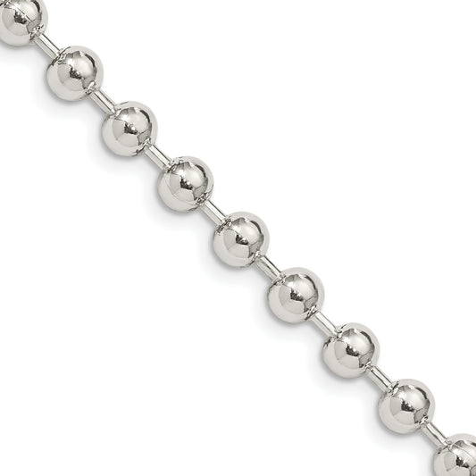 16 Inch Sterling Silver 5mm Beaded Chain