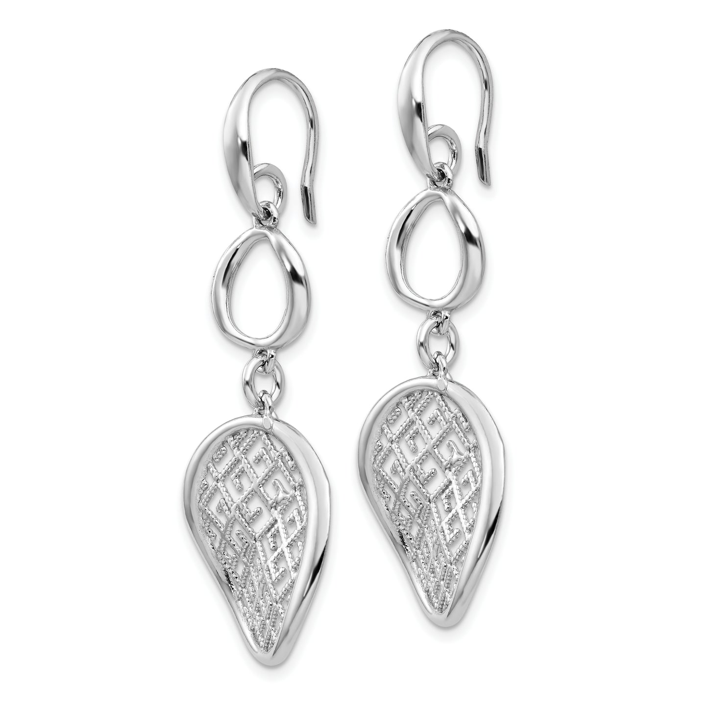 Sterling Silver Rhodium-Plated Filigree Dangle Earrings