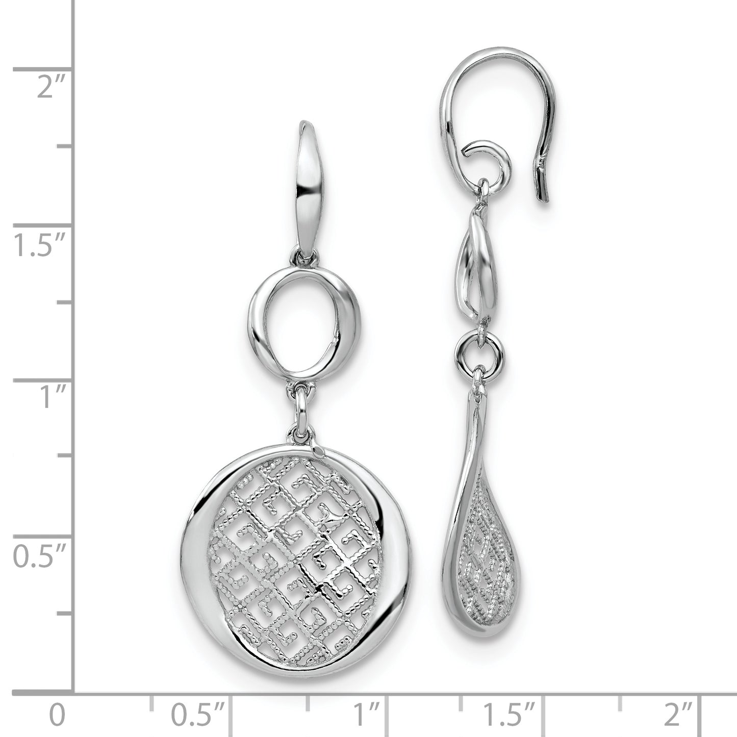 Sterling Silver Rhodium-Plated Filigree Dangle Earrings