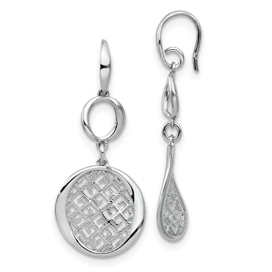 Sterling Silver Rhodium-Plated Filigree Dangle Earrings