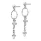 Sterling Silver Rhodium-Plated Cz Cross Dangle Earrings