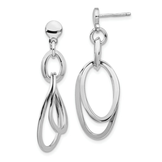 Sterling Silver Rhodium-Plated Polished Dangle Earrings