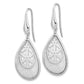 Sterling Silver Ss Polished Lasercut Flower Teardrop Dangle Earrings