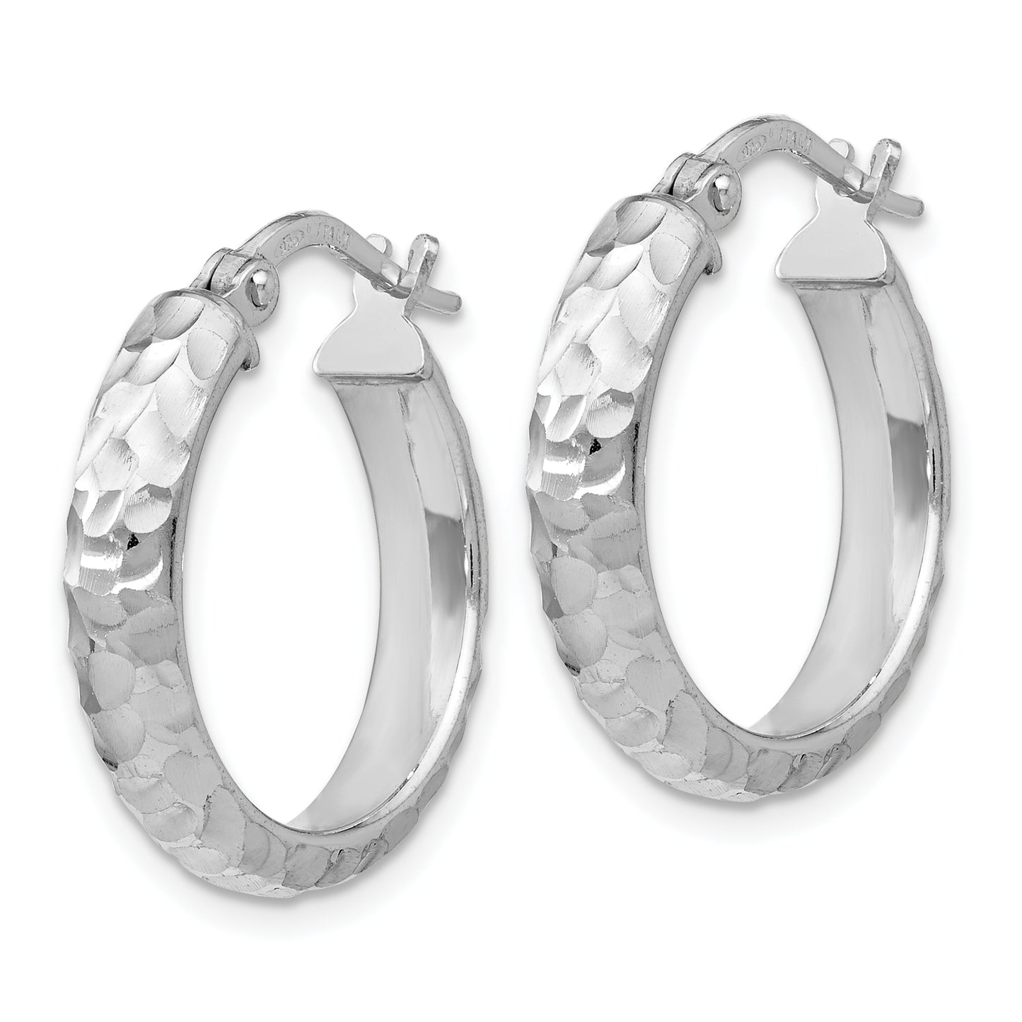 Sterling Silver Ss Radiant Essence Rhodium-Plated Hinged Hoop Earrings