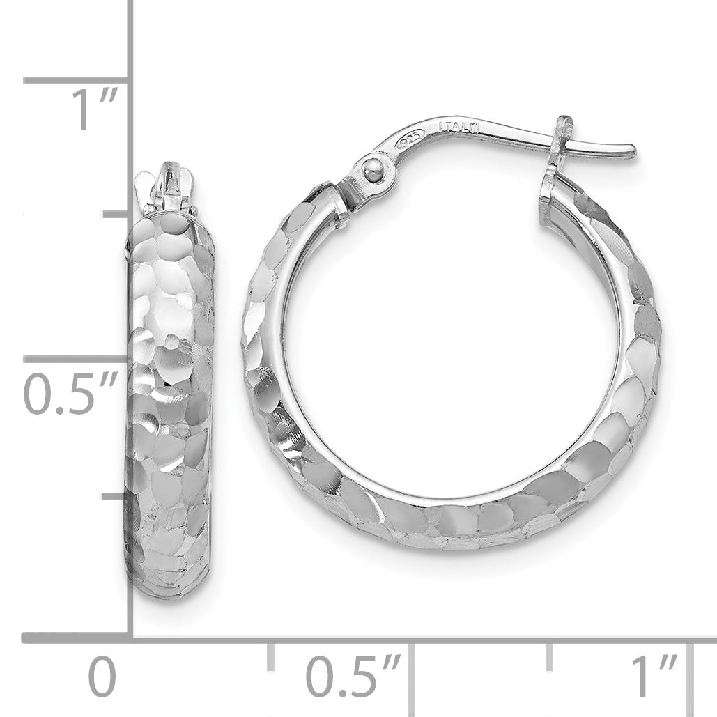 Sterling Silver Ss Radiant Essence Rhodium-Plated Hinged Hoop Earrings