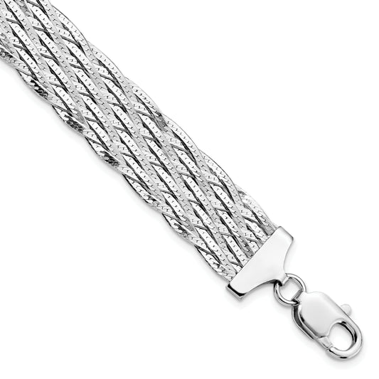 7.5 Inch Sterling Silver Polished Braided Bracelet