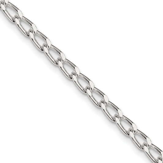 Sterling Silver Amore La Vita Rhodium-Plated Polished 3.2mm 8 Inch Open Link With Lobster Clasp Chain Charm Bracelet