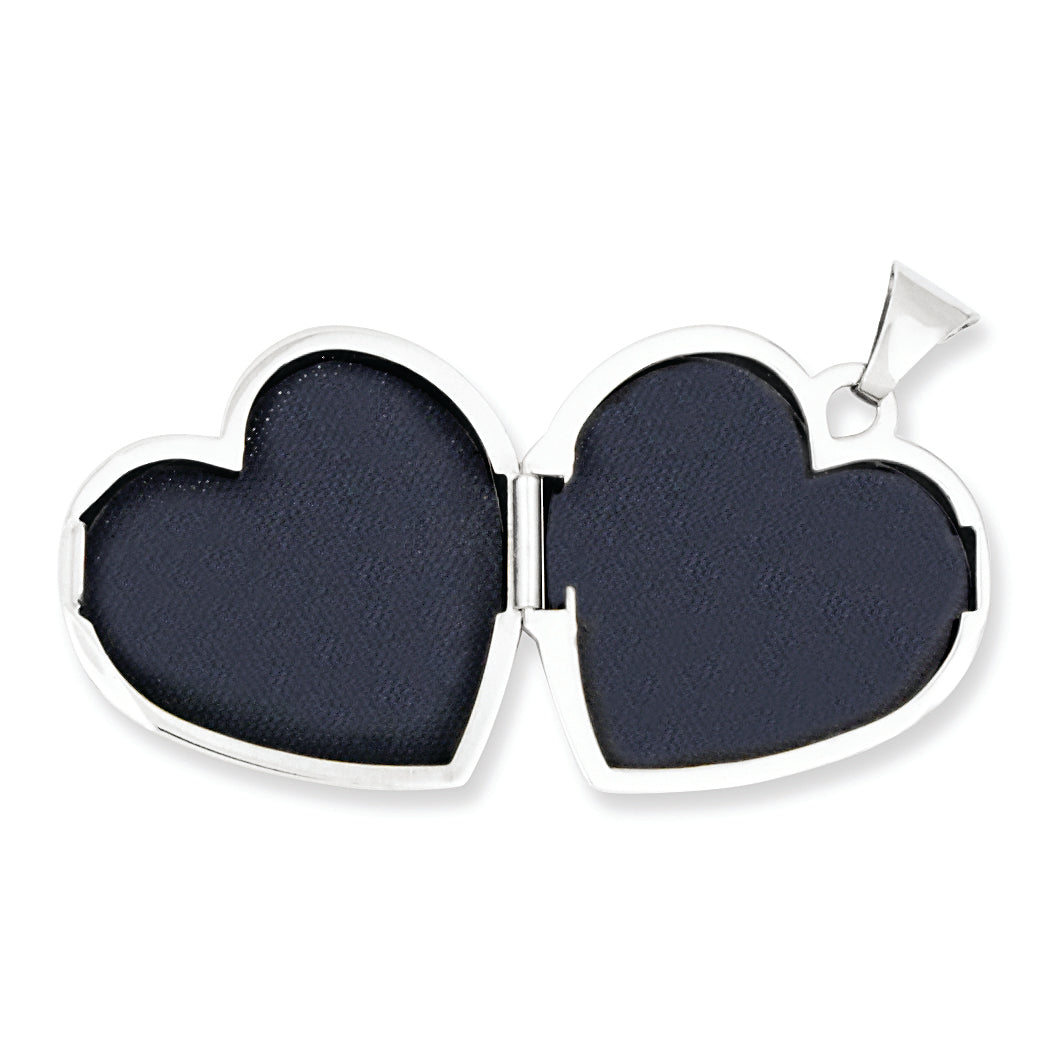 Sterling Silver Rhodium-Plated Plain 21mm Heart Locket