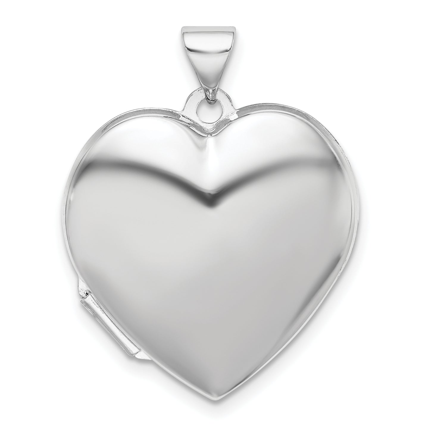 Sterling Silver Rhodium-Plated Plain 21mm Heart Locket