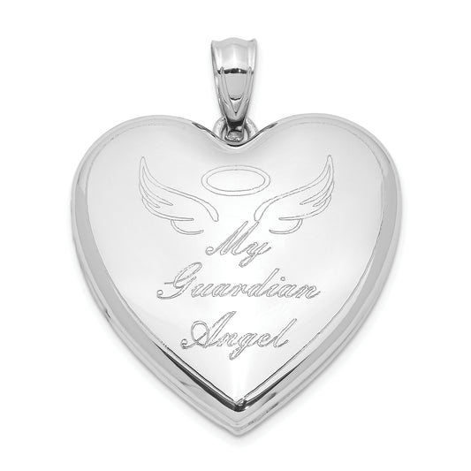 Sterling Silver Rhodium-Plated Guardian Angel Ash Holder Heart Locket