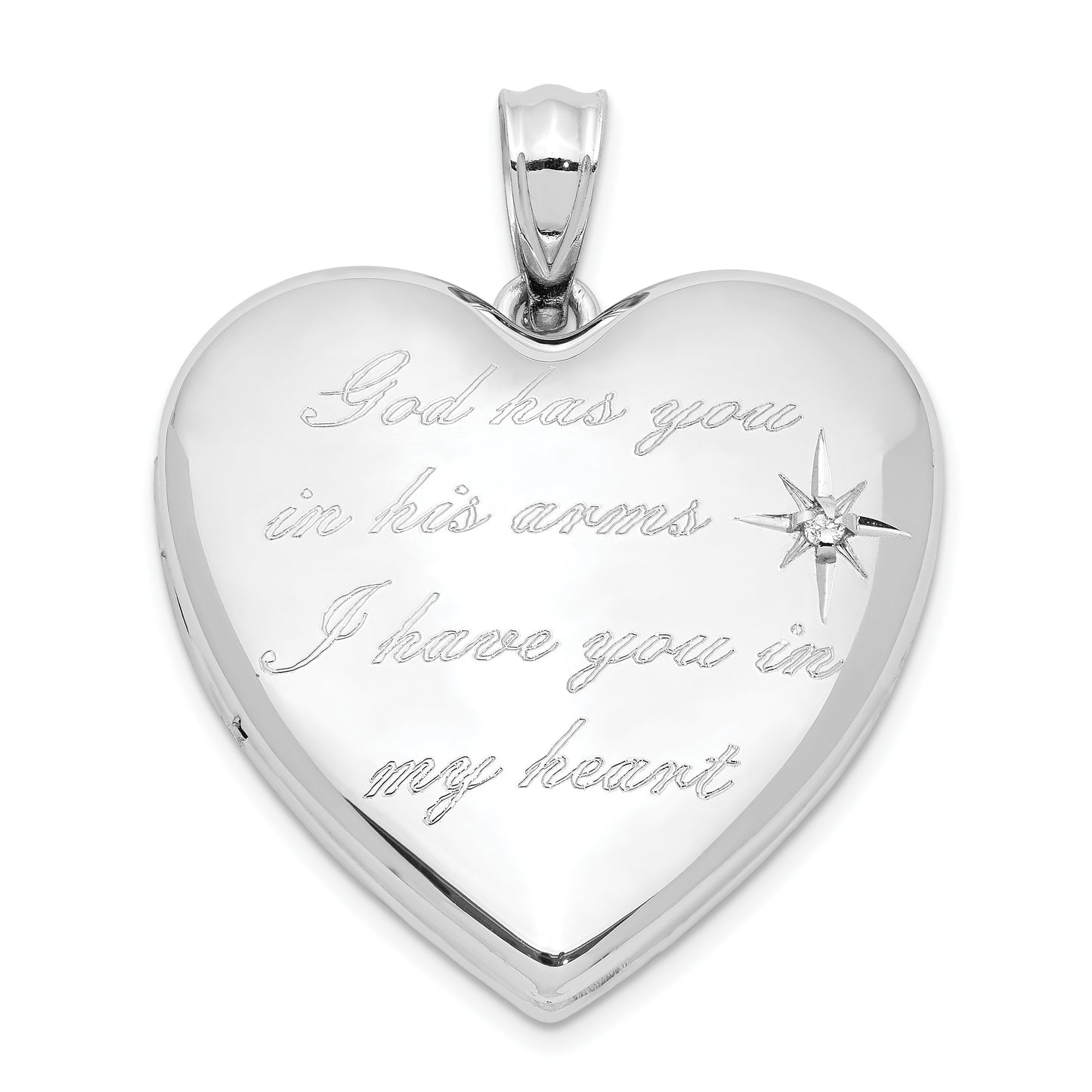 Sterling Silver Rhodium-Plate God Has.. Diamond Ash Holder Heart Locket