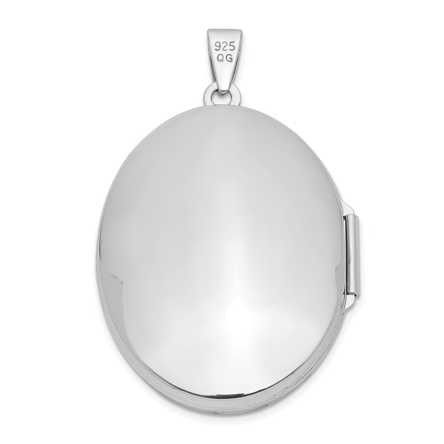 Sterling Silver Rhodium-Plated Polished 32mm Oval Locket