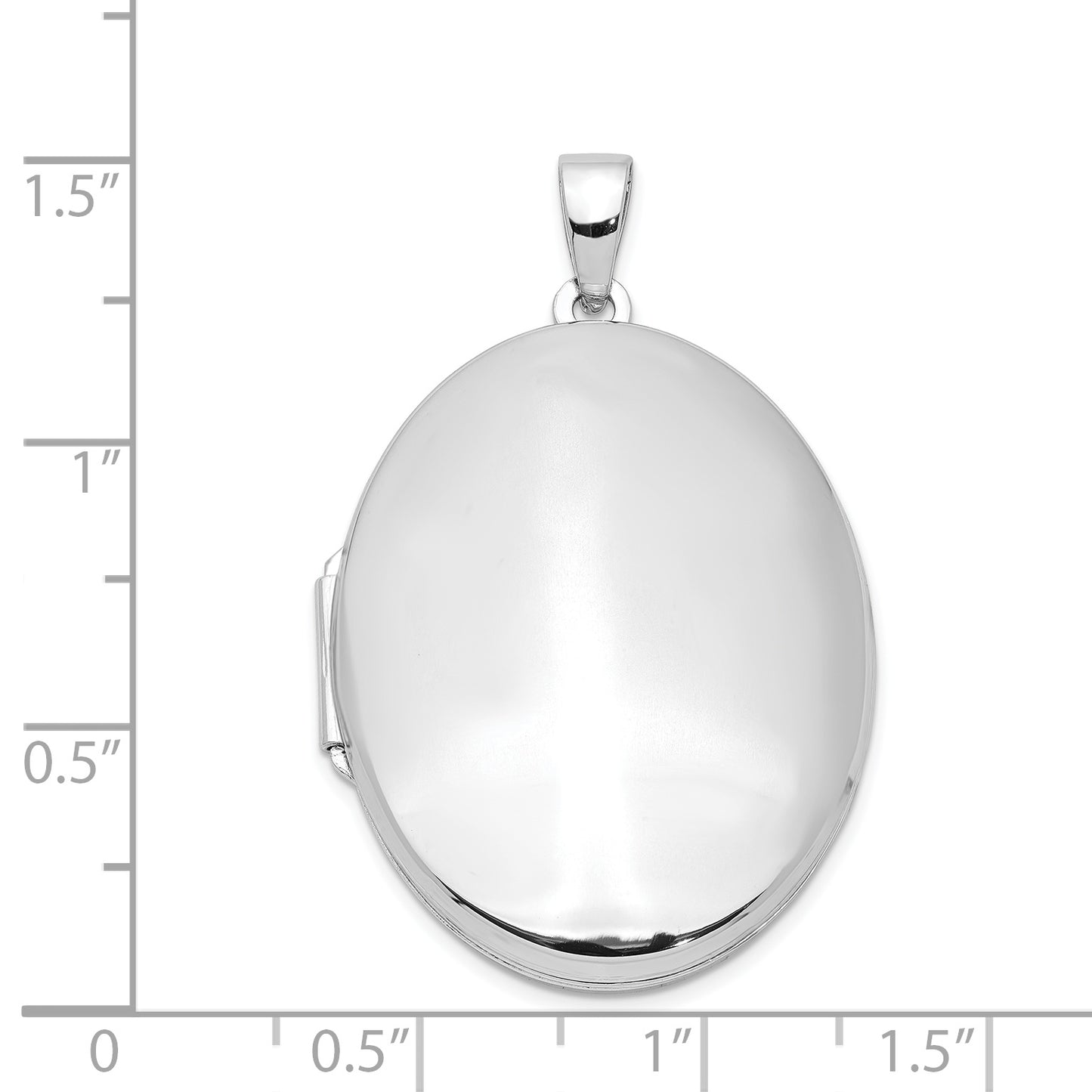 Sterling Silver Rhodium-Plated Polished 32mm Oval Locket