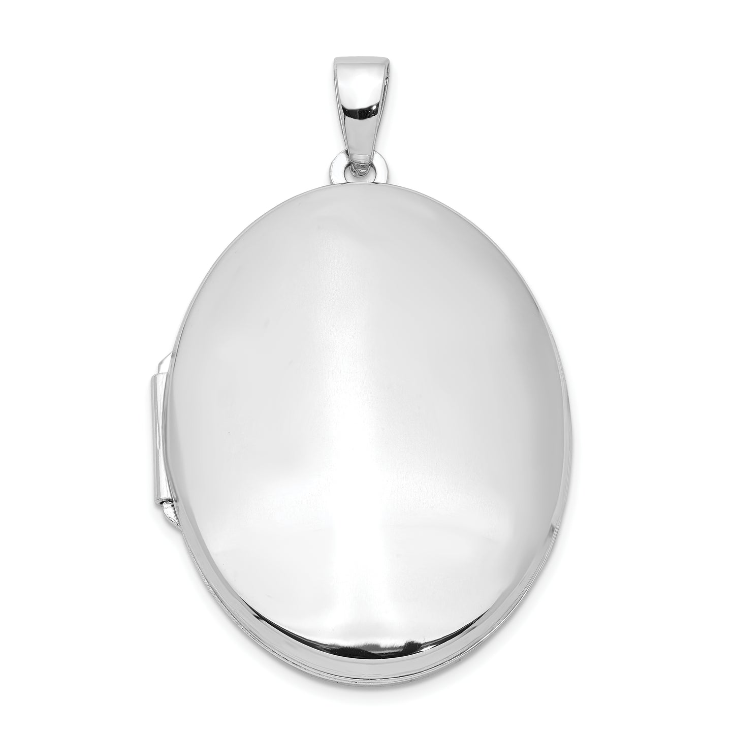 Sterling Silver Rhodium-Plated Polished 32mm Oval Locket