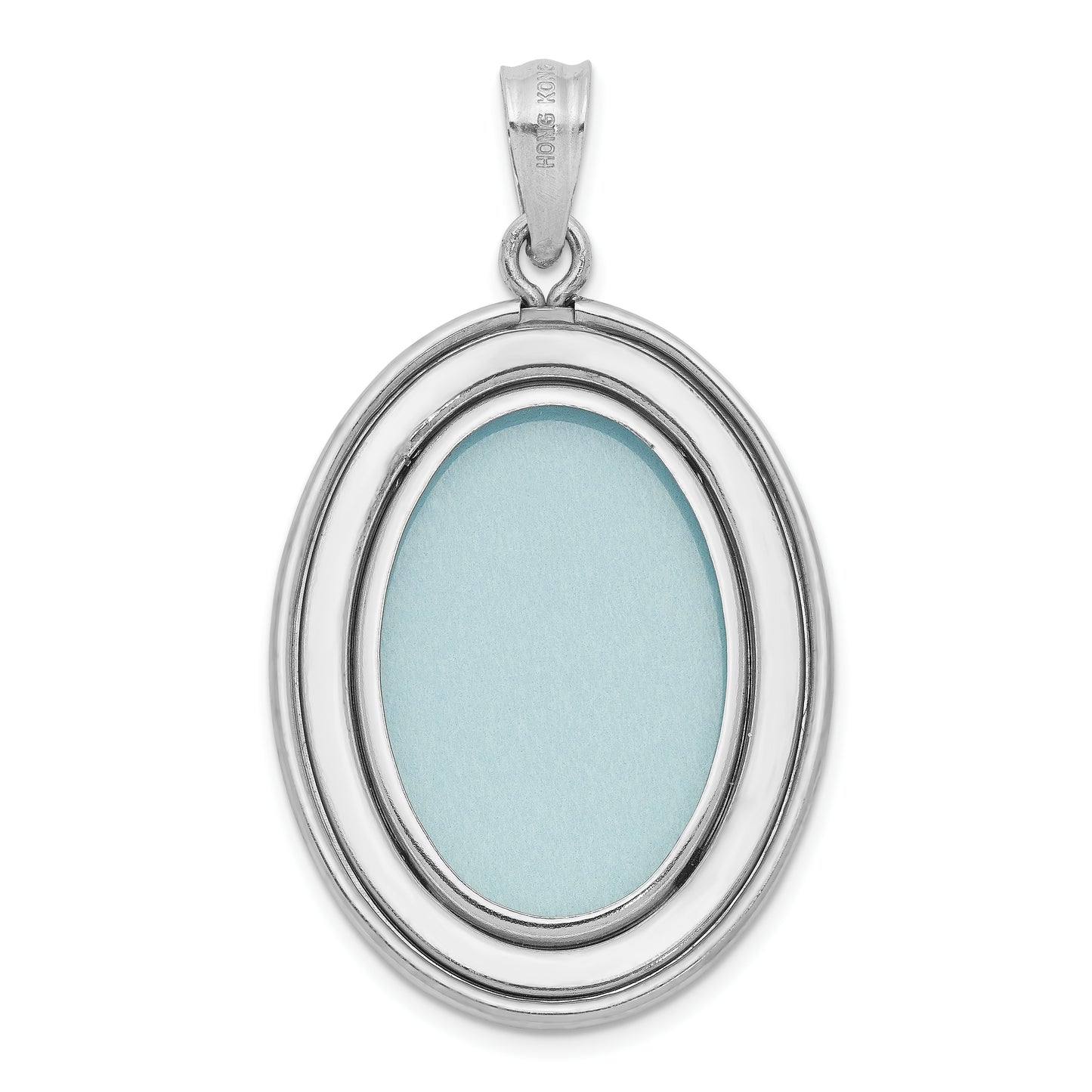 Sterling Silver Rhod-Plated Polished Life Is Inspiration Oval Open Locket