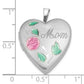 Sterling Silver Rhodium-Plated Enameled Flower W/ Mom 20mm Heart Locket