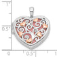 Sterling Silver Rhodium-Plated Cz Rose Rhodium Filigree 18mm Heart Locket