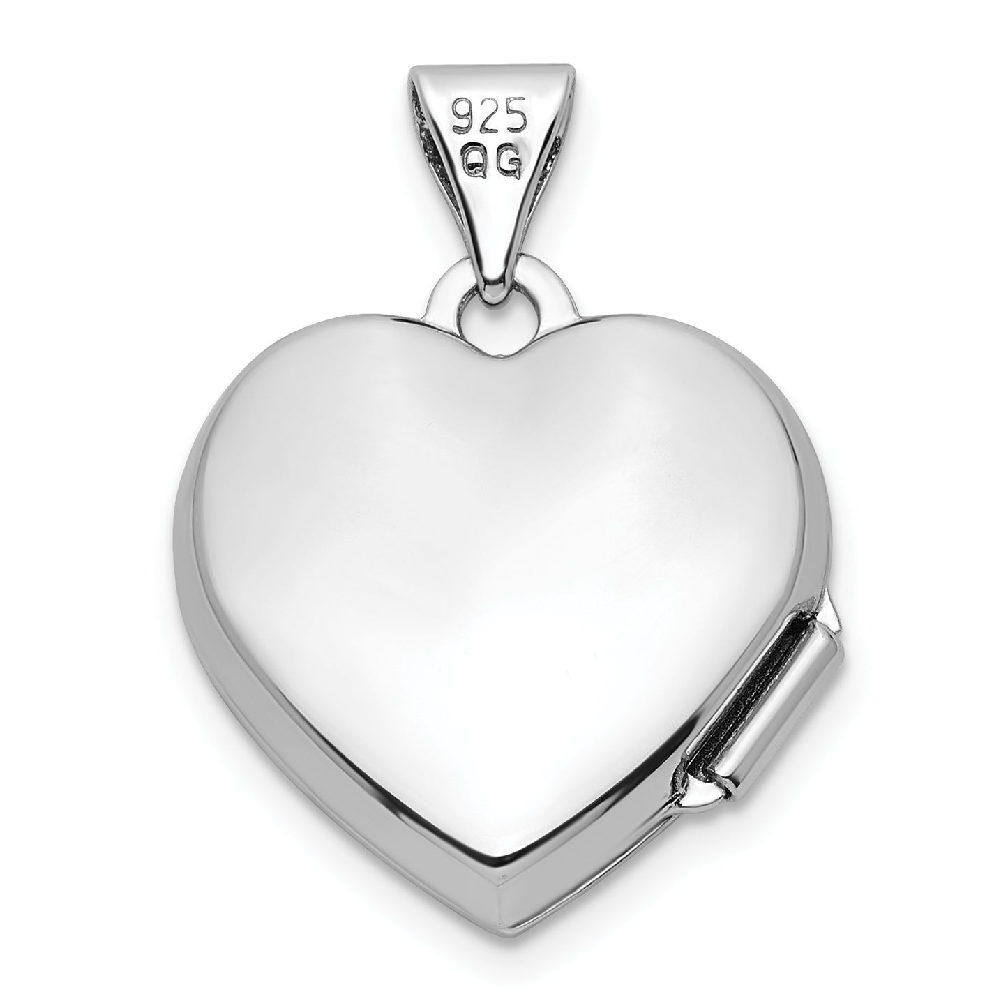 Sterling Silver Rhodium-Plated Cz 15mm Heart Locket