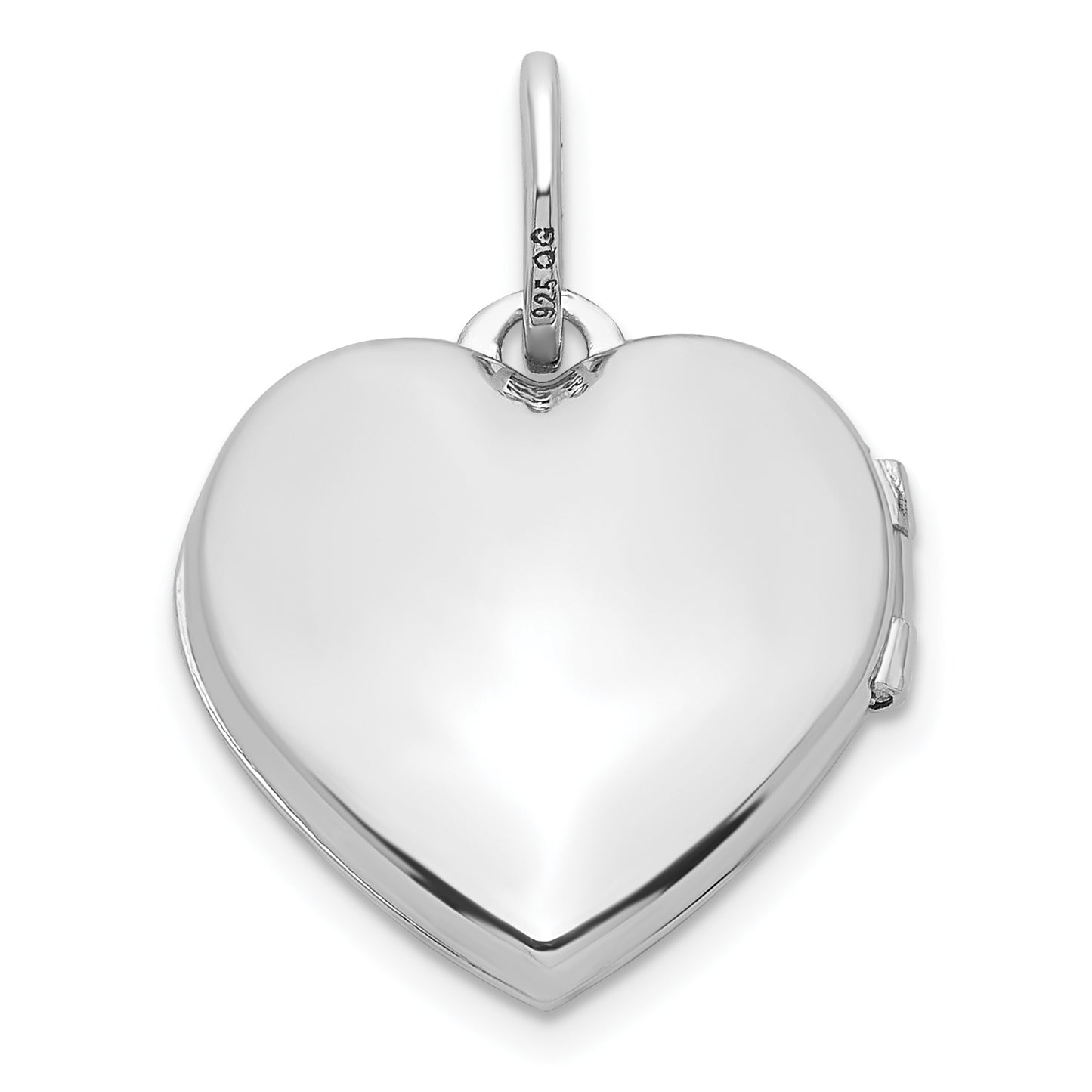 Sterling Silver Rhodium-Plated Lab Created Ruby 15mm Heart Locket