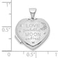 Sterling Silver Rhodium-Plated Cz Love Moon And Back 18mm Heart Locket