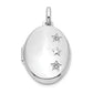 Sterling Silver Rhodium-Plated Diamond Stars 20mm Oval Locket