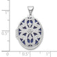 Sterling Silver Rhodium-Plated Filigree Diamond 21mm Oval Locket