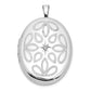 Sterling Silver Rhodium-Plated Diamond Leaves 26X20mm Oval Locket