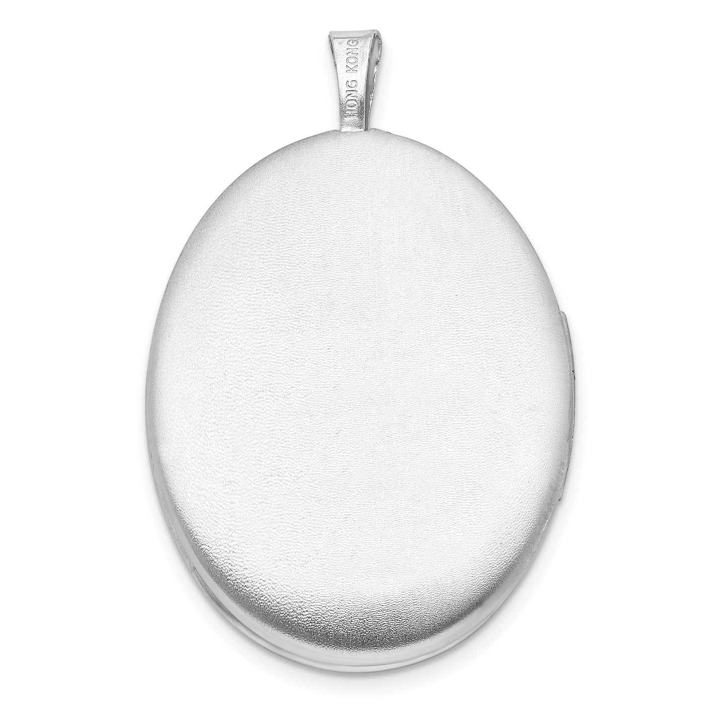 Sterling Silver Rh-Plated Satin Enamel Shamrock Border 26X20mm Oval Locket