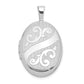 Sterling Silver Rhodium-Plated Scroll Design 19X15mm Oval Locket