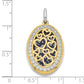 Sterling Silver Yellow & White Rhodium-Plated Heart Cz 26mm Swing Locket