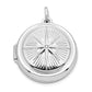 Sterling Silver Rhodium-Plated Cz Compass 20mm Round Locket