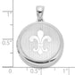 Sterling Silver Rhodium-Plated Fleur De Lis 20mm Round Locket