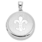 Sterling Silver Rhodium-Plated Fleur De Lis 20mm Round Locket