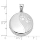 Sterling Silver Rhodium-Plated Polished Paw Prints 20mm Round Locket