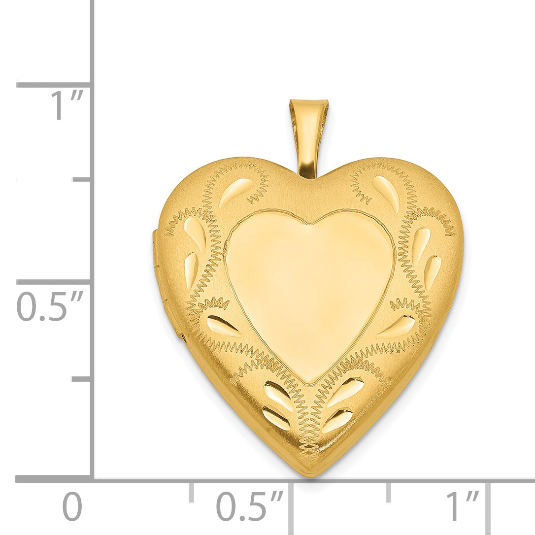 Gold Filled 14/20 1/20 Polished & Satin Fancy Border 19mm Heart Locket