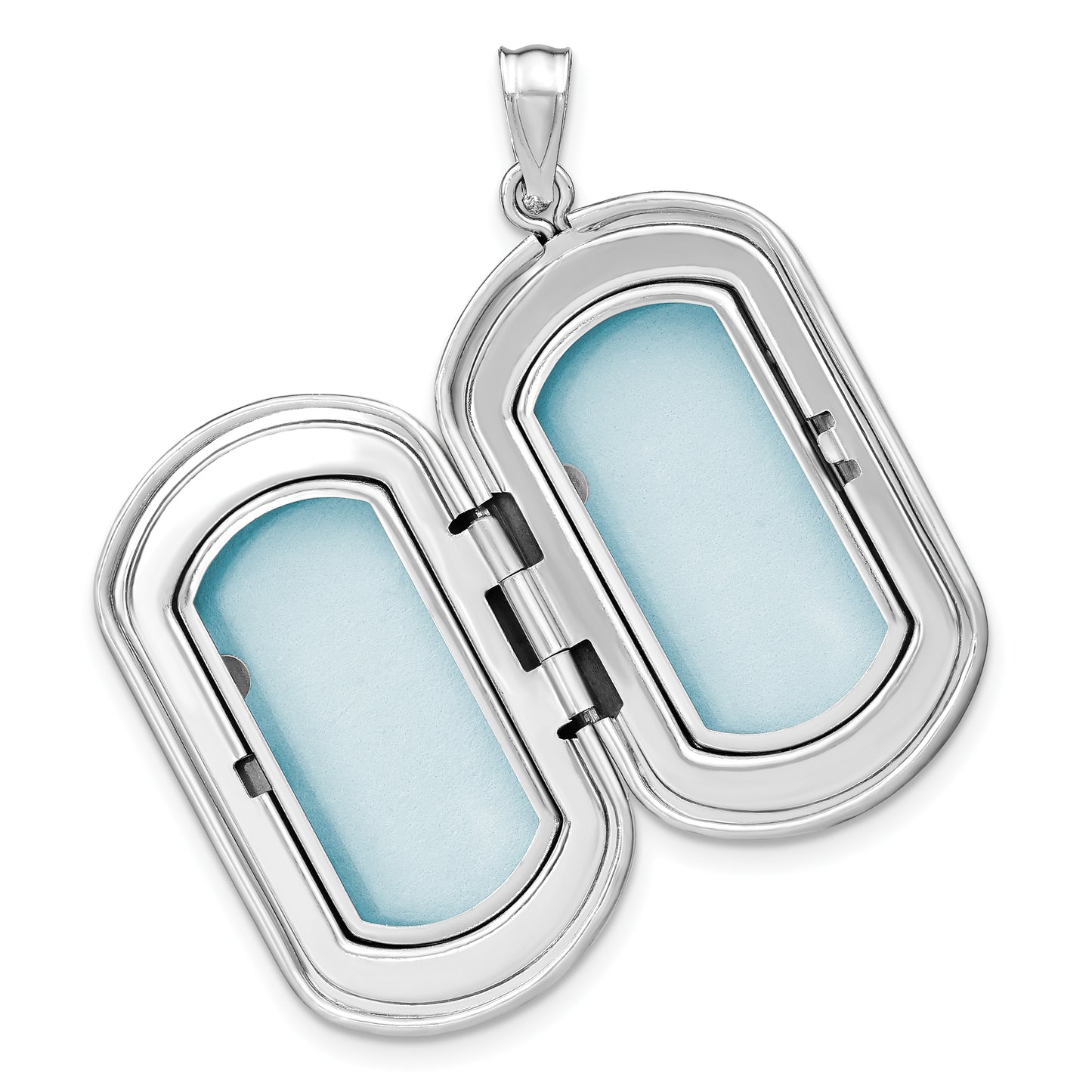 Sterling Silver Rh-Plated Enamel Flower Butterfly 30X19mm Rectangle Locket