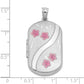 Sterling Silver Rhodium-Plated Enamel Flowers 30X19mm Rectangle Locket