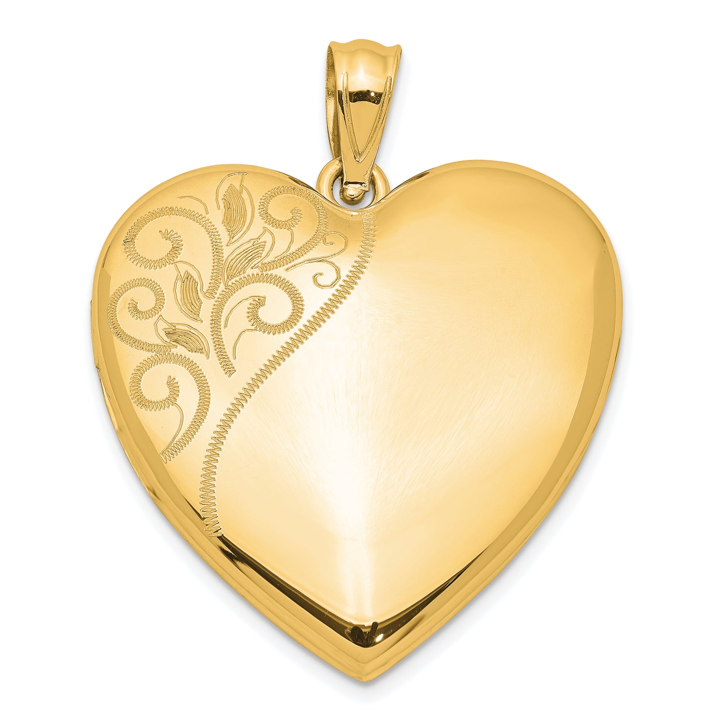 Ss/Gold Plated Sterling Silver Gold-Plated 24mm Polished Swirl Heart Locket