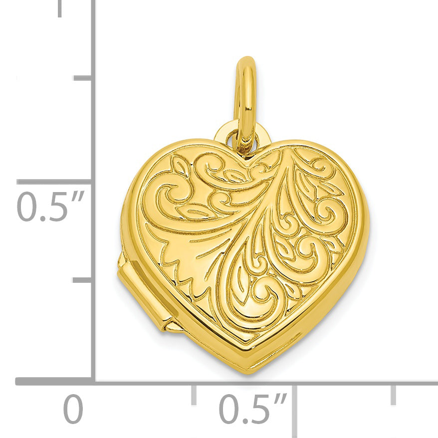 Sterling Silver Gold-Tone Polished Filigree Design Heart Locket