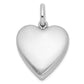 Sterling Silver Rhodium-Plated 20mm Enamel Rose Heart Swing Locket