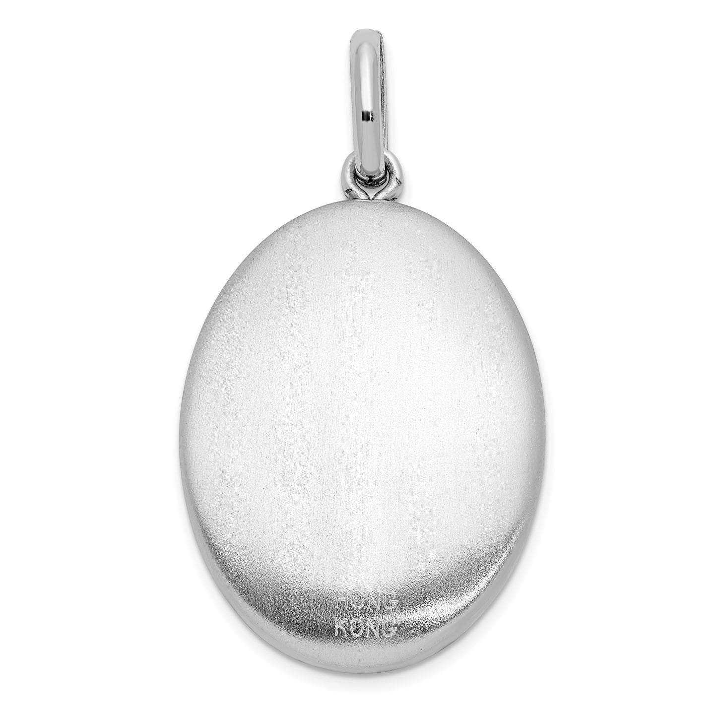 Sterling Silver Rhod-Pltd 26mm Diamond I Love Moon Oval Swing Locket