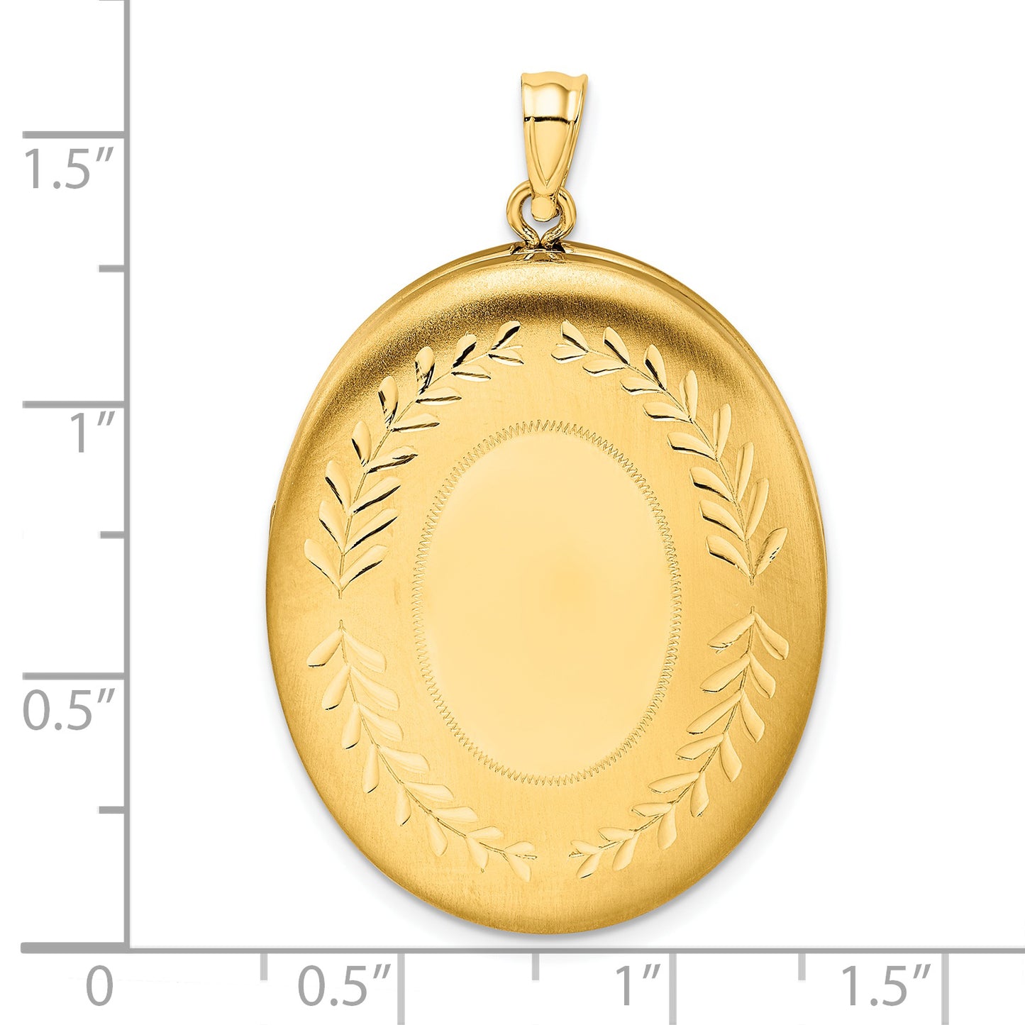 Gold Filled 14/20 1/20 34mm Polished/Satin Leaf Border 2-Frame Oval Locket