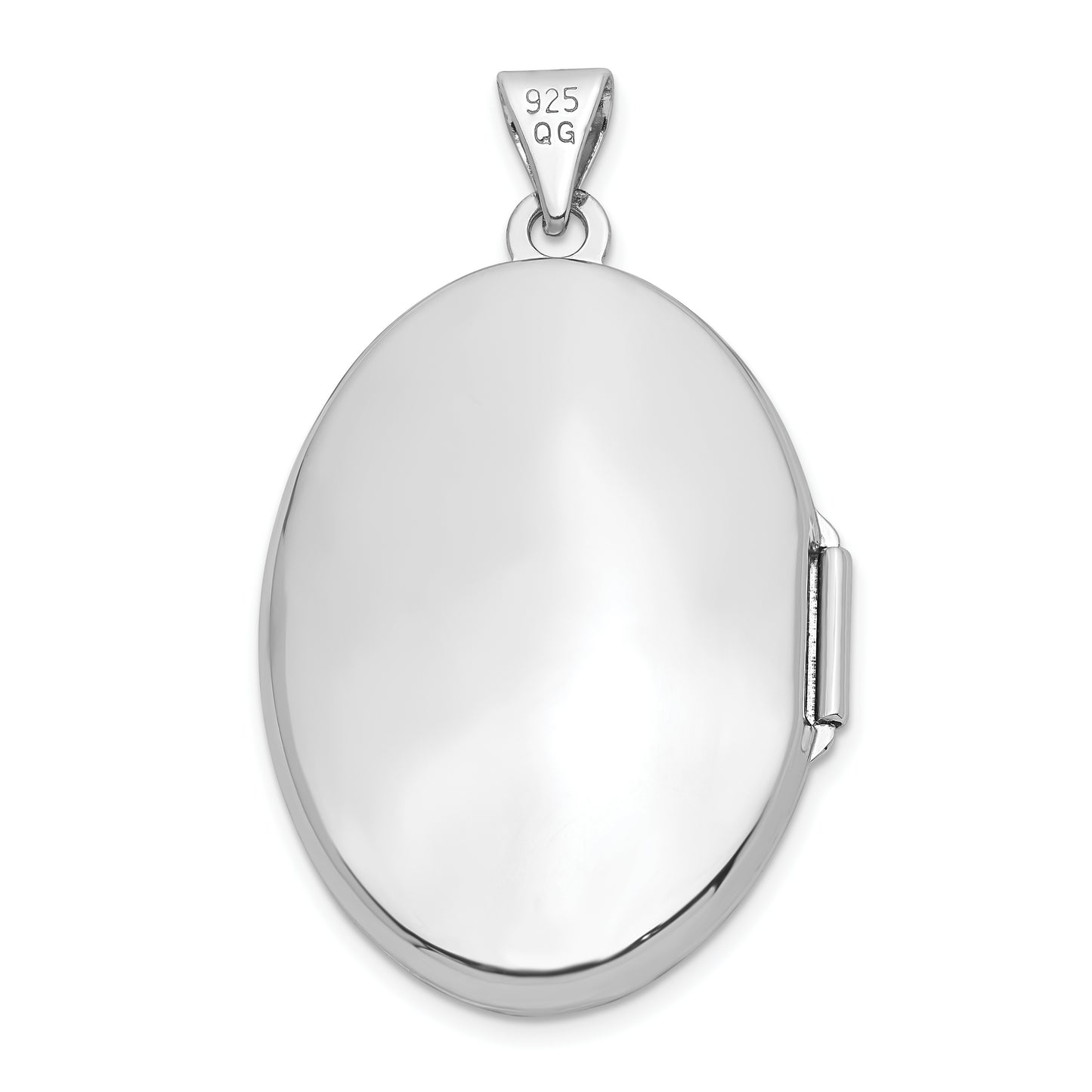 Sterling Silver Rhodium-Plated Oval Cross Locket