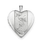 Sterling Silver Rhodium-Plated 20mm Butterflies Heart Locket Necklace