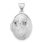 Sterling Silver Rhodium-Plated Scroll Design Oval Locket