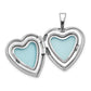 Sterling Silver Rh-Plated 16mm Satin Enamel Butterfly Heart Locket Necklace