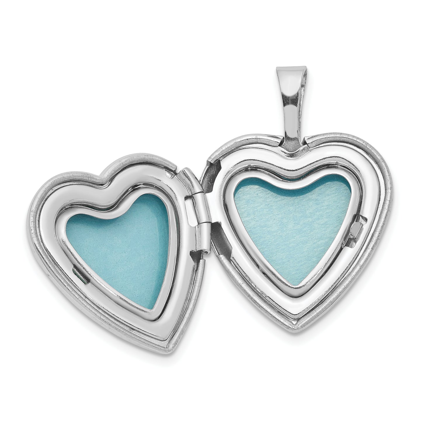 Sterling Silver Rhodium-Plated 16mm Cat Heart Locket Necklace