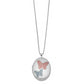 Sterling Silver Rh-Plated 26mm Enameled Butterfly Oval Locket Necklace